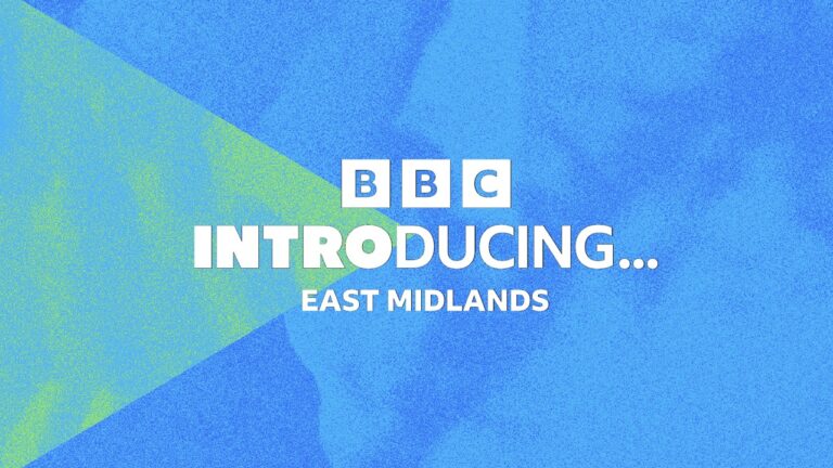 BBC Introducing midland text against a blue and green background